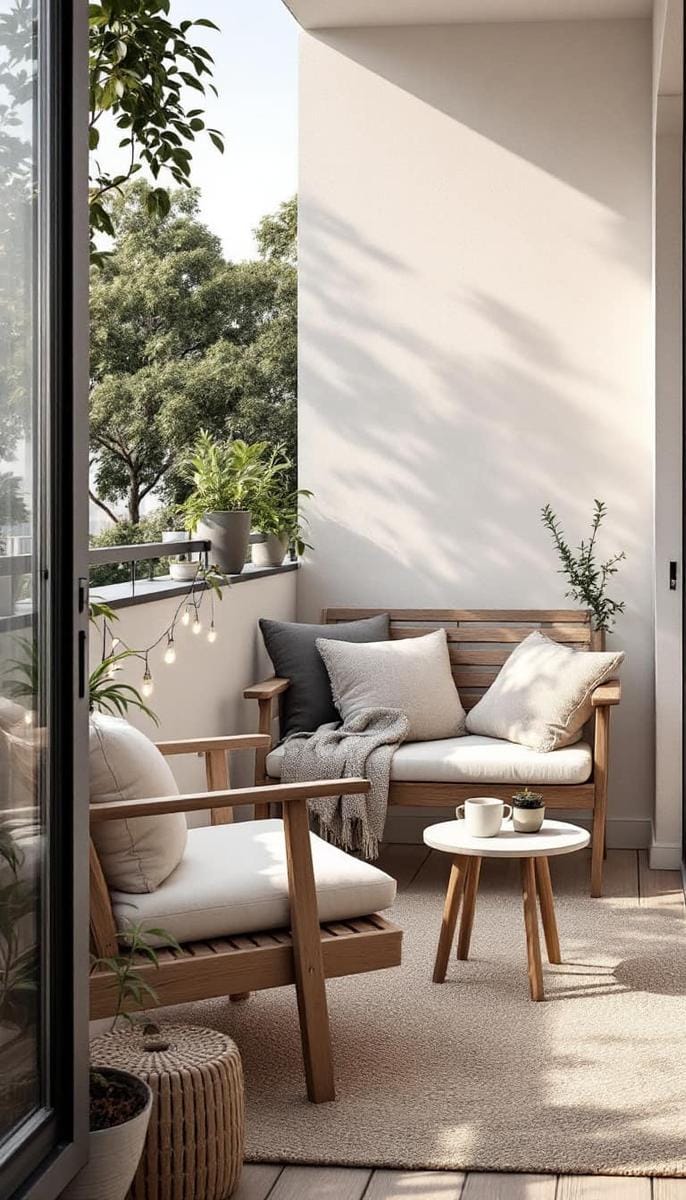 21 stylish apartment balcony this season 11 Scandinavian inspired balcony with minimalist furniture and neutral textiles 1