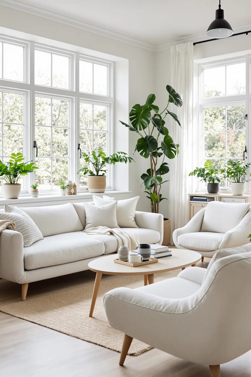 15 wonderful winter garden decoration ideas to refresh your home 43 Scandinavian -inspired winter garden with light wood, soft neutral and leaf ferns 1