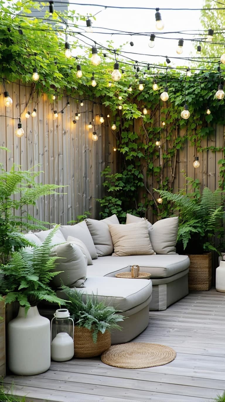 25 Unique Terrace Garden Ideas to Elevate Your Outdoor Space 53 scandinavian-inspired terrace with light wood furniture and soft green foliage 1