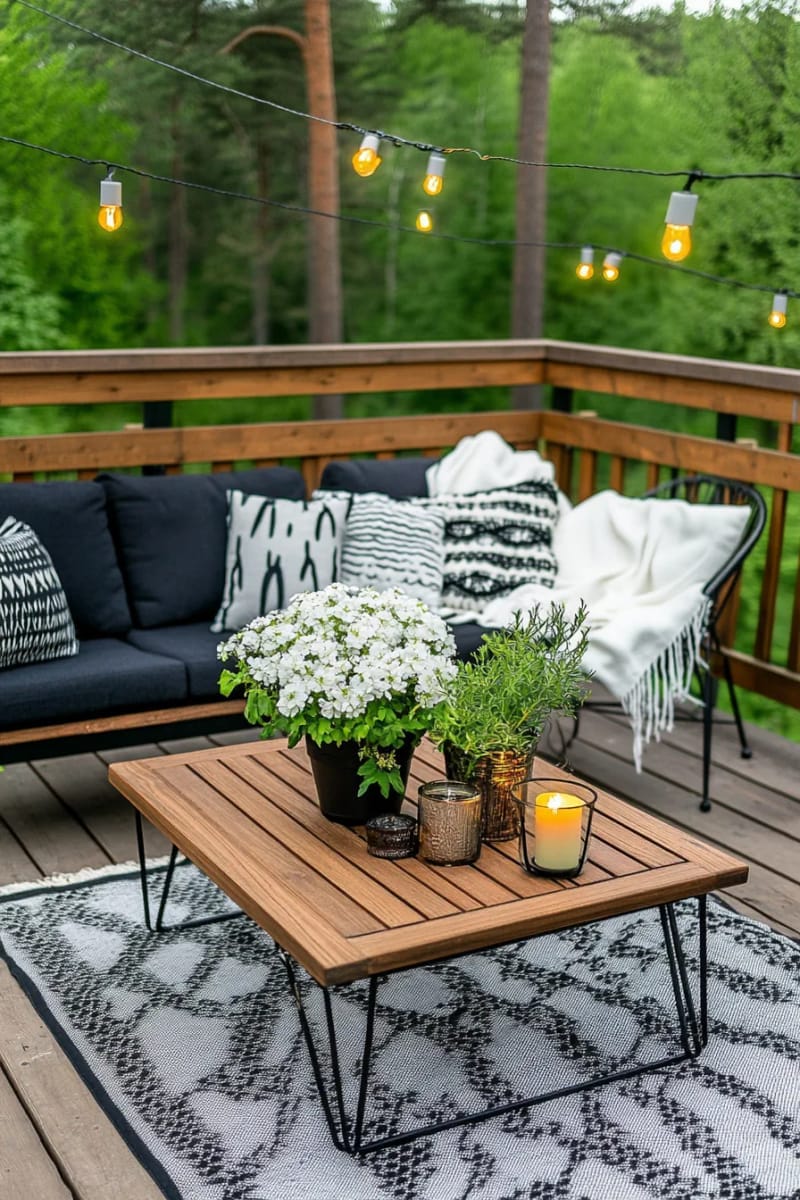 25 Unique Terrace Garden Ideas to Elevate Your Outdoor Space 54 scandinavian-inspired terrace with light wood furniture and soft green foliage 1