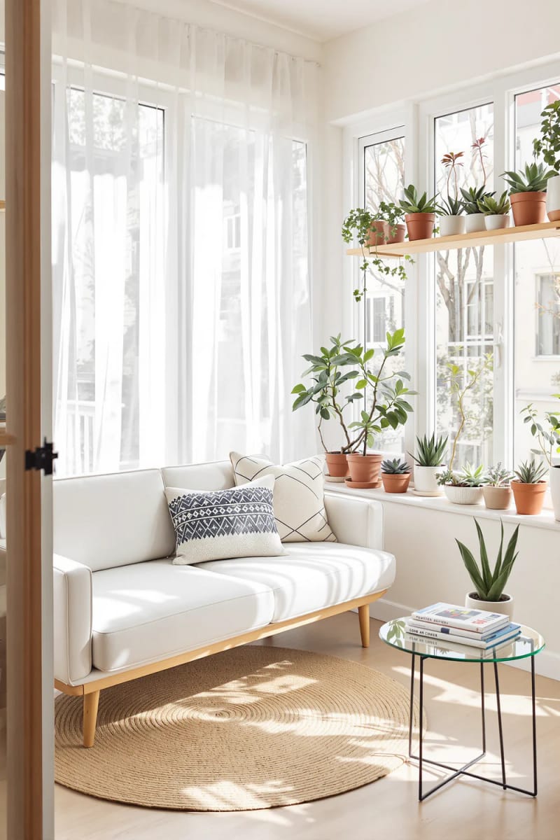 19 small conservatory ideas to open small rooms 55 Simple winter garden with succulents and minimalist furniture 1