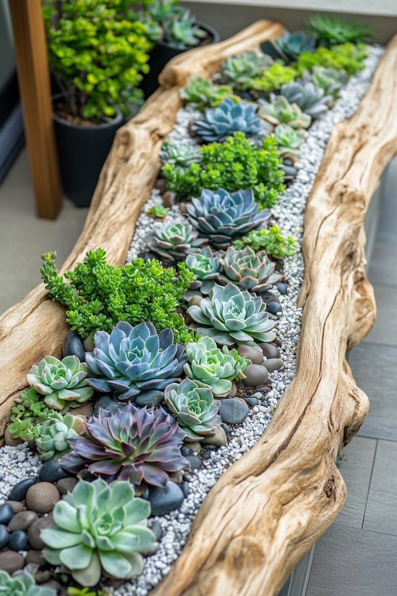 25 Unique Terrace Garden Ideas to Elevate Your Outdoor Space 66 succulent rock garden with driftwood accents and gravel mulch 1