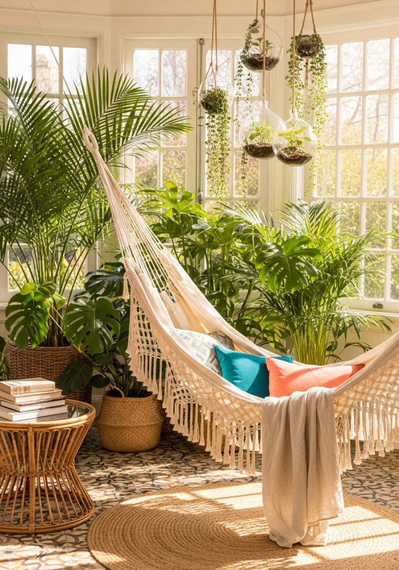 15 beautiful winter garden decoration ideas to refresh your home 11 Winter gardens Hängematen cover of tropical pot surfaces 1 surrounded 1