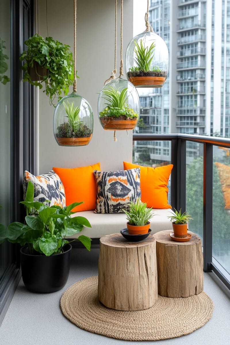25 gemütliche kleine Balkondesign -Ideen, um Ihren Raum zu erhöhen 30 Hängende Glasterrarien mit Luftanlagen für moderne Gartenvibes 1