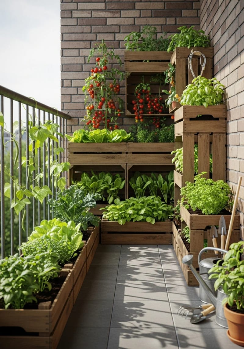 19 breathtaking urban garden balcony for a stylish outside room 10 Castes into stacked vegetable beads for fresh balcony harvest 1 transform 1