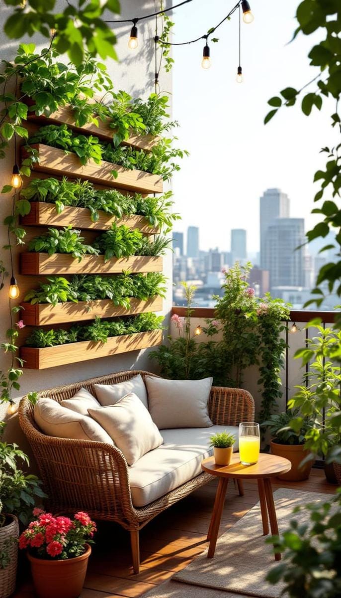 21 stylish apartment balcony this season 8 Vertical herb garden wall for fresh kitchen aromas and lush balcony vibes 1