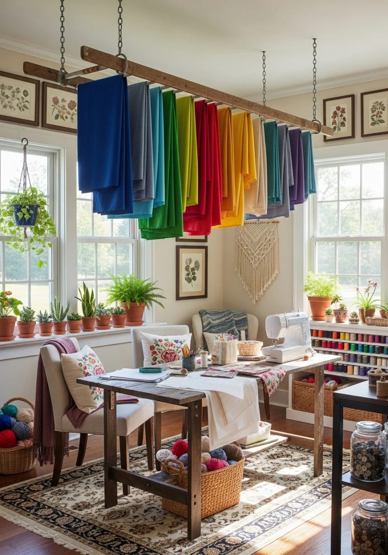 Covered ladder as fabric hangers and display -rack 1