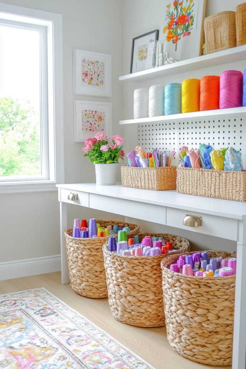 Under-desk storage basket for organized, easily accessible supply 1
