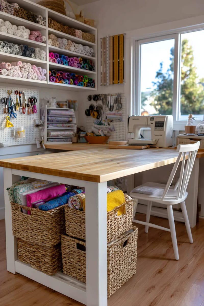 Under-desk storage basket for organized, easily accessible supply 1