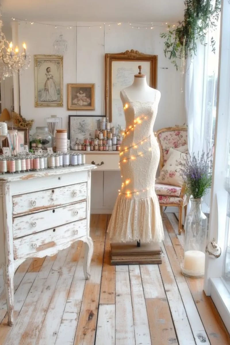 Vintage dress shape in twinkle fairy lights 1 wrapped 1