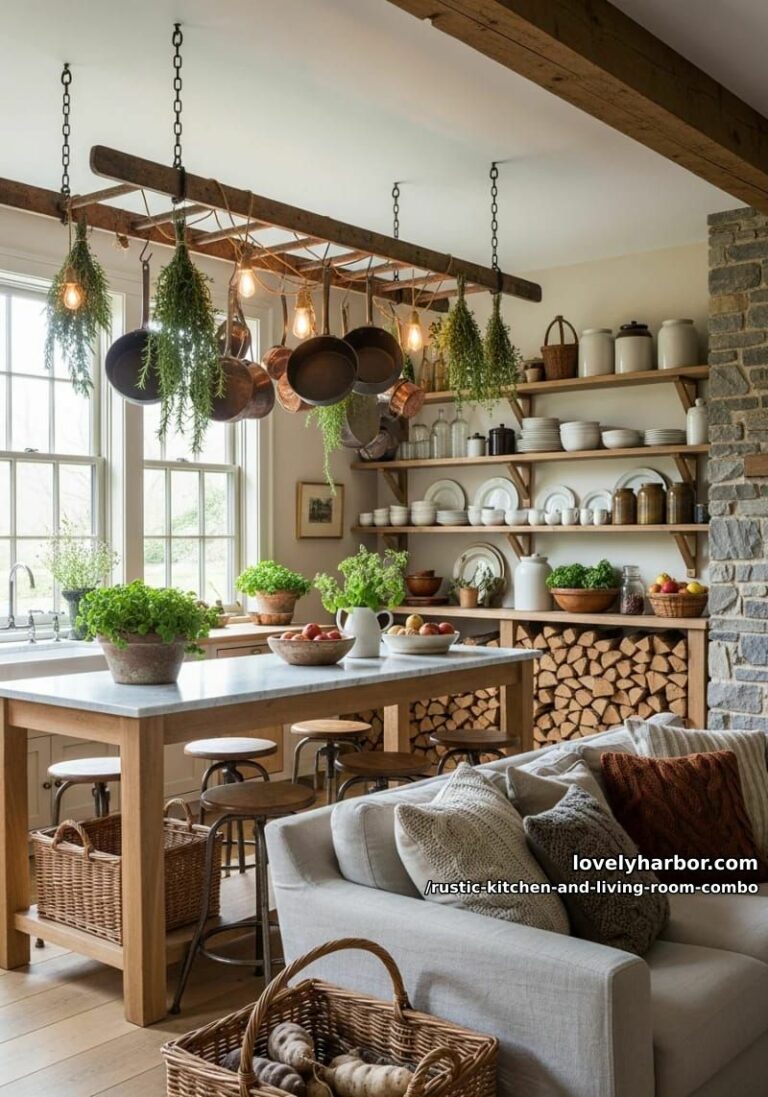 15 Rustic Kitchen and Living Room Combos for Modern Homes