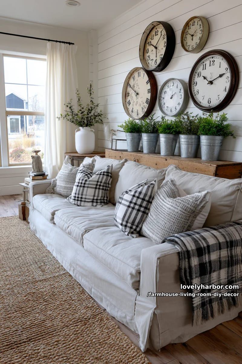 Assemble a series of vintage clocks into an eclectic piece of farmhouse wall art. 1