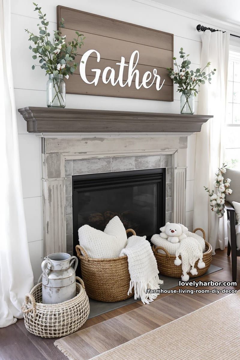 Make a rustic “collect” sign using scrap wood and stenciled lettering. 1