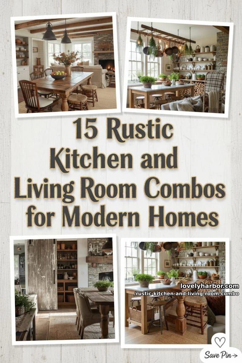15 Rustic Kitchen and Living Room Combos for Modern Homes 35 Rustic combination of kitchen and living room – Collage 34