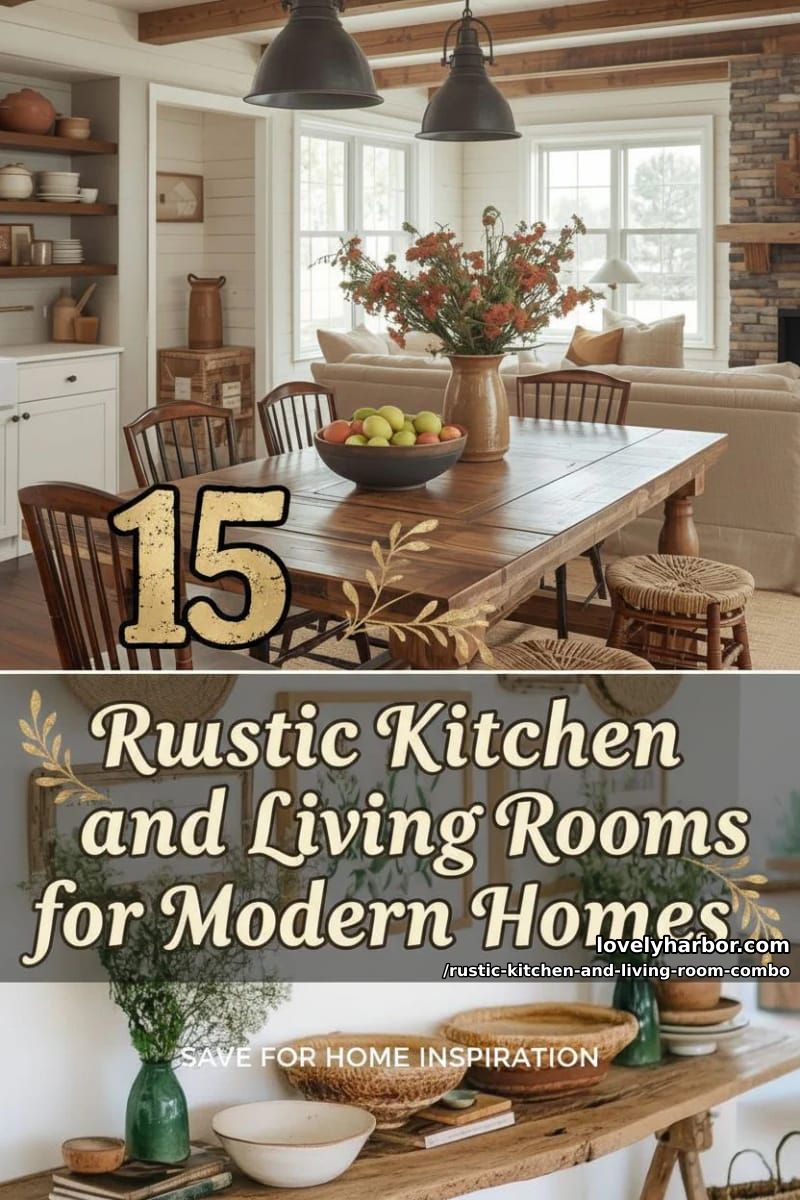 15 Rustic Kitchen and Living Room Combos for Modern Homes 37 Rustic combination of kitchen and living room – Collage 36