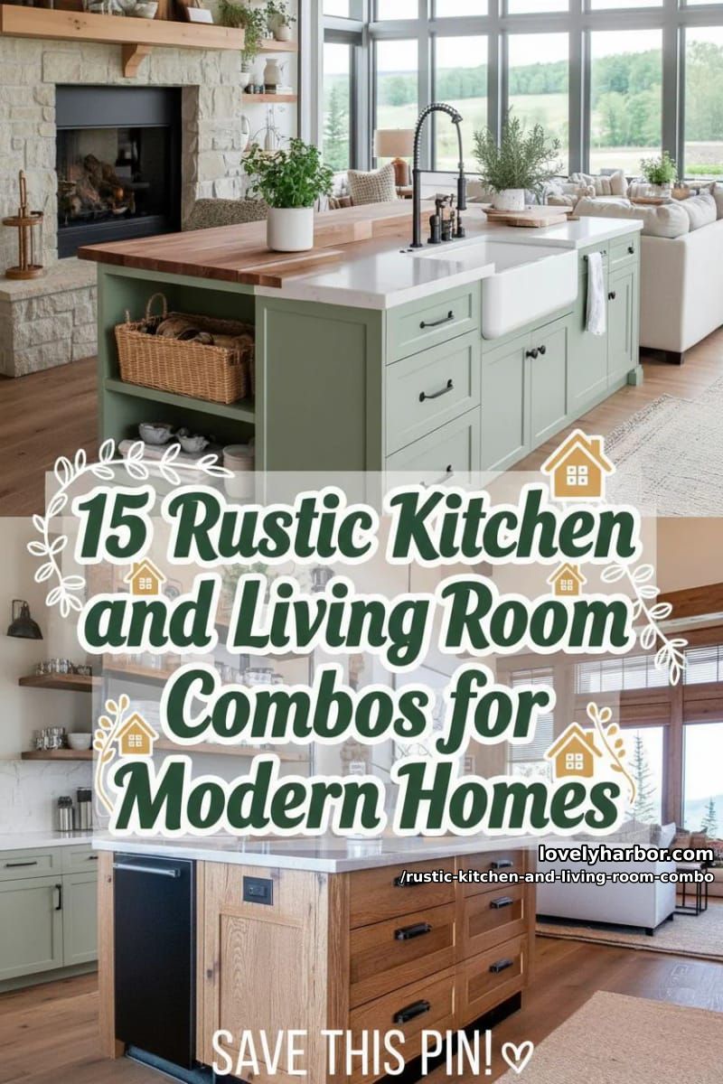15 Rustic Kitchen and Living Room Combos for Modern Homes 42 Rustic combination of kitchen and living room – Collage 41